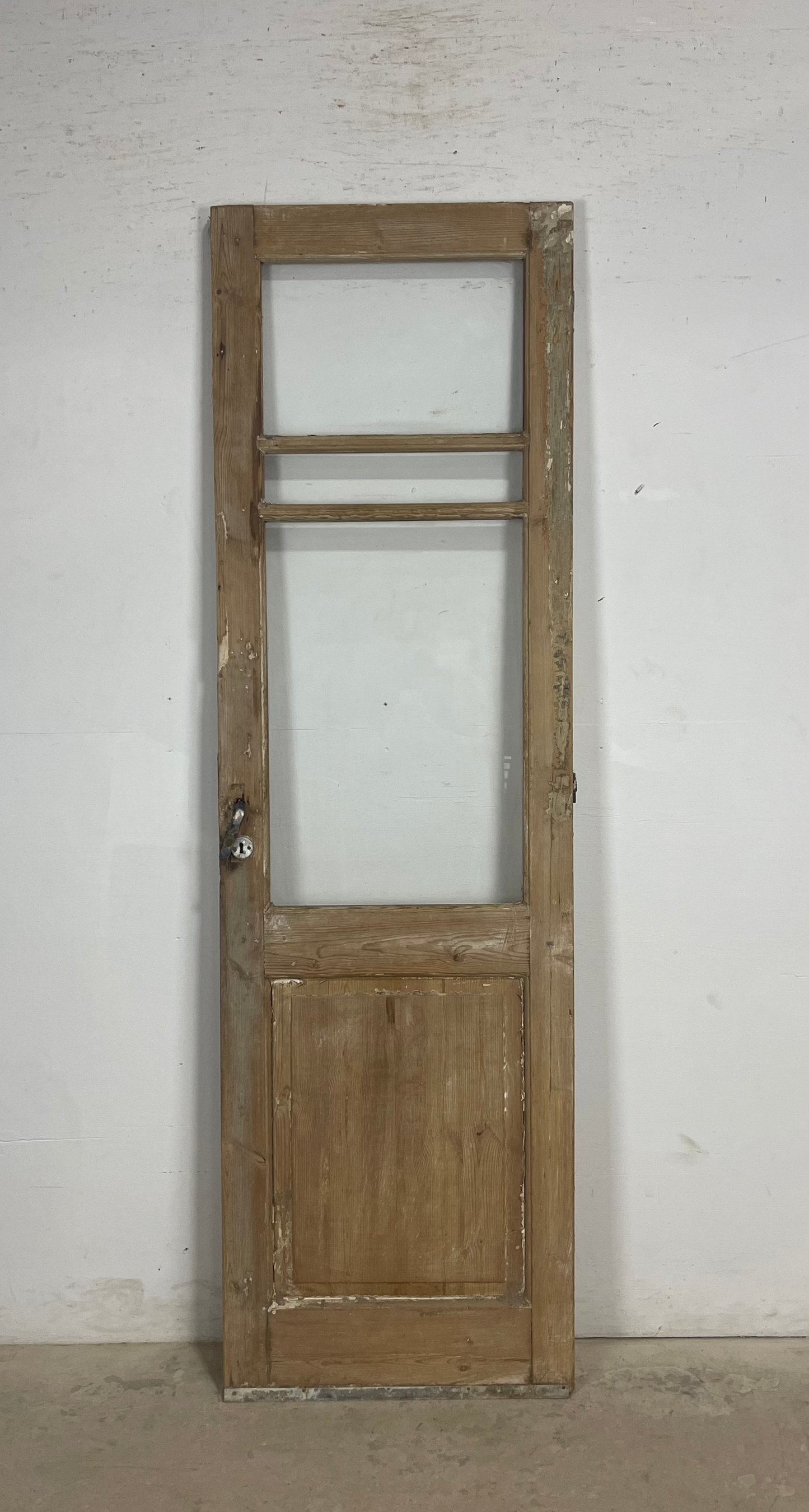 Antique French Panel Door with Glass  (83.25 x 25.25) M243