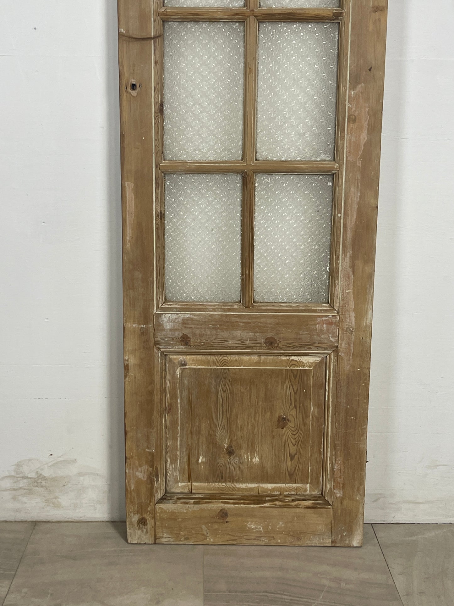 Antique French Panel Door with Glass  (82.25 x 24.25) N181