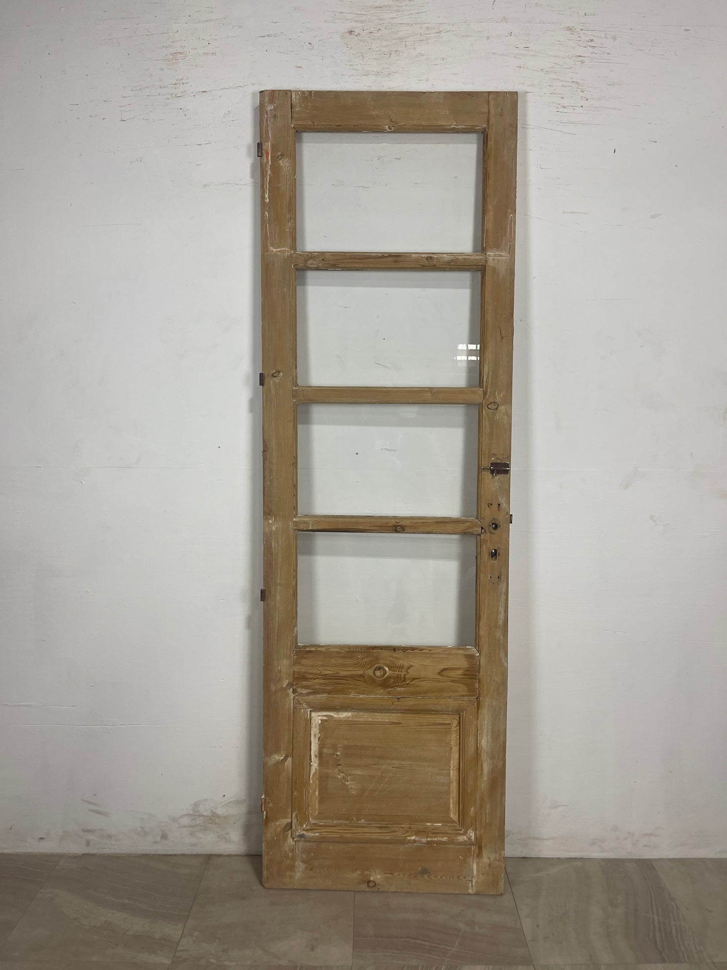 Antique French Panel Door with Glass  (88.5 x 27.5) N183