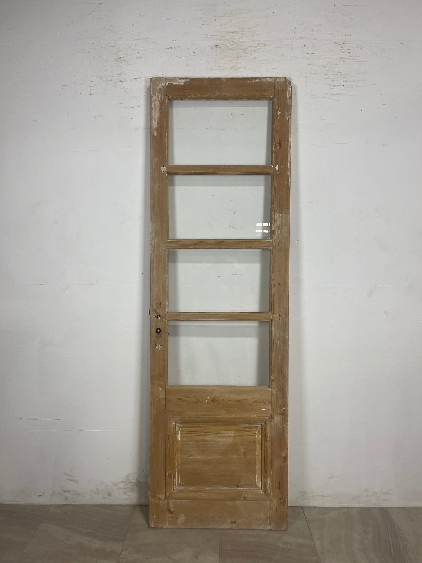 Antique French Panel Door with Glass  (88.5 x 27.5) N183