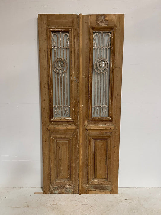 Antique French  door (89x39.5) with iron G1022