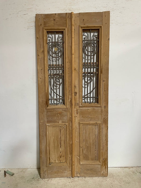 Antique French door (93x39.75) with metal F0898