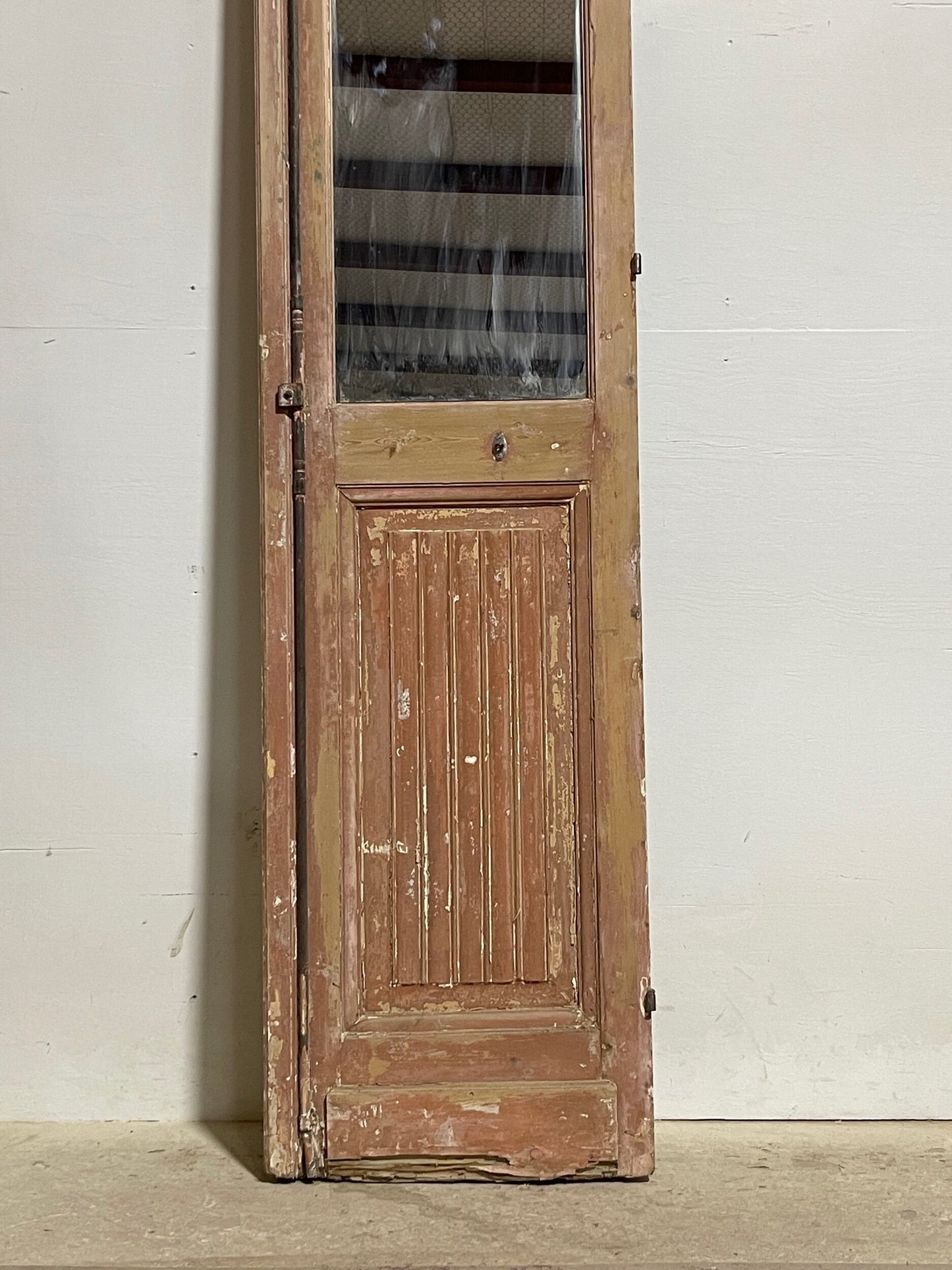 Antique French panel door with glass (96.5x21.5) I253