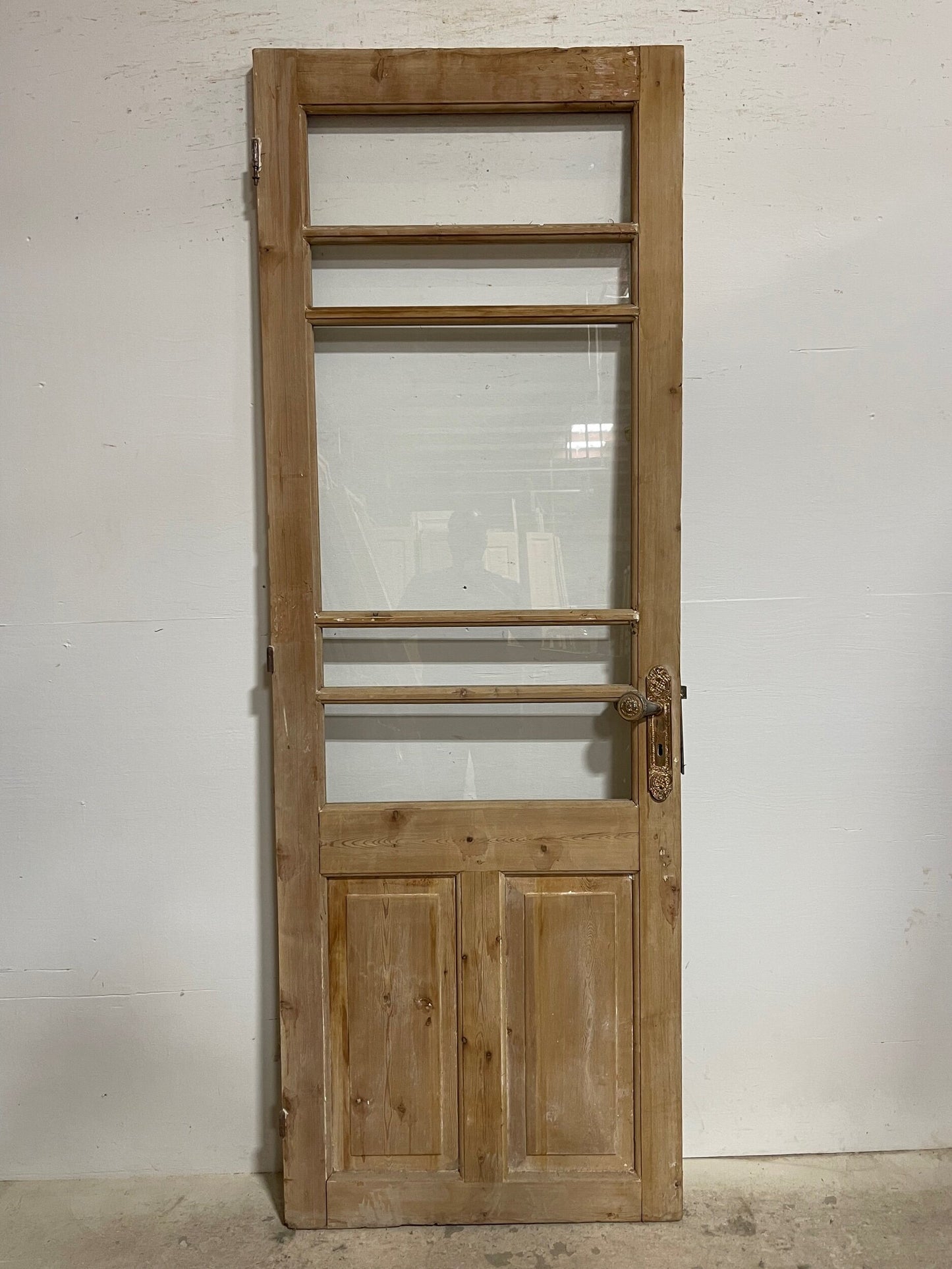 Antique French panel door with glass (89.5x31) I219