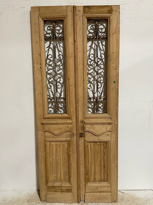 Antique French door (92.5x39.5) with metal E07