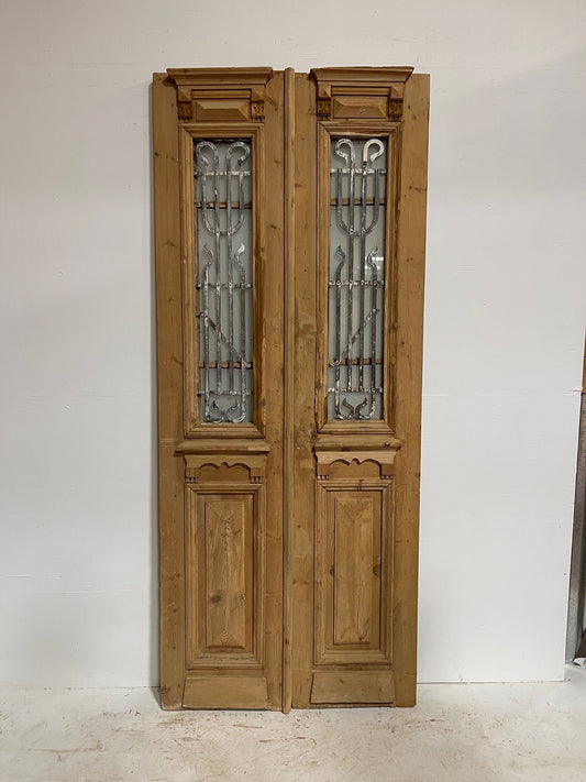 Antique French door  with metal  (93.5x38)    G0993s