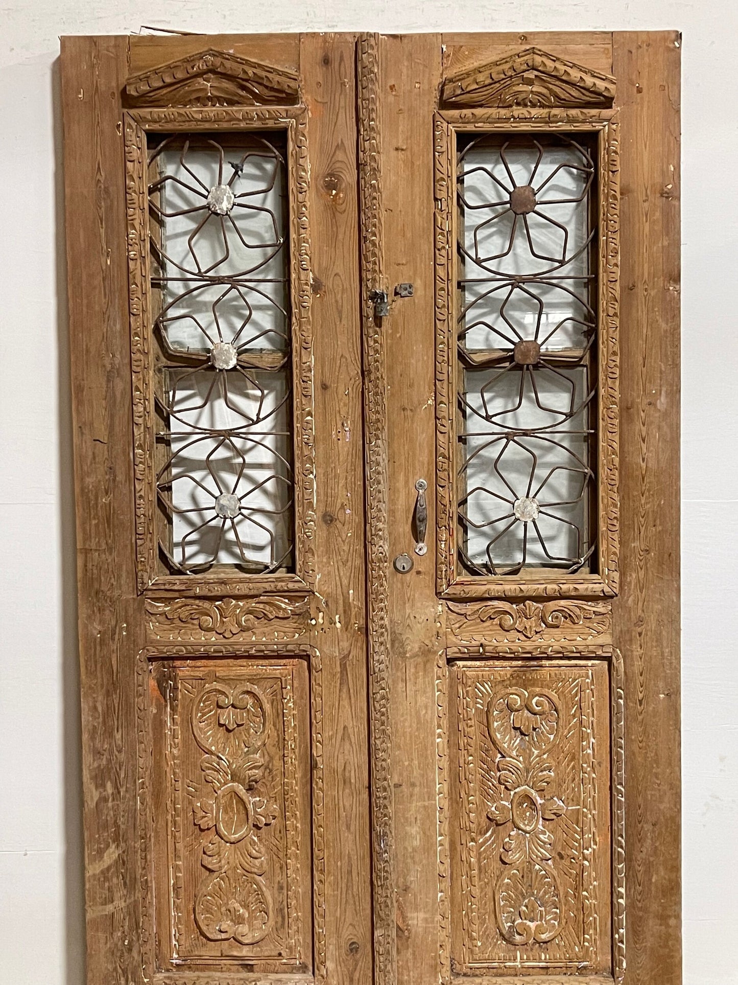 Antique French Panel Doors with Metal (87 x 50.5) I008