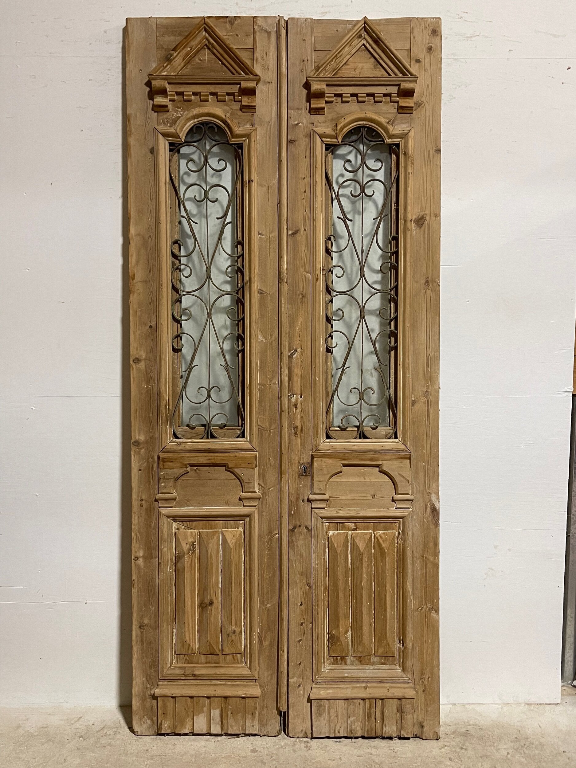 Antique French Panel Door with metal (100.75 x 44) I014