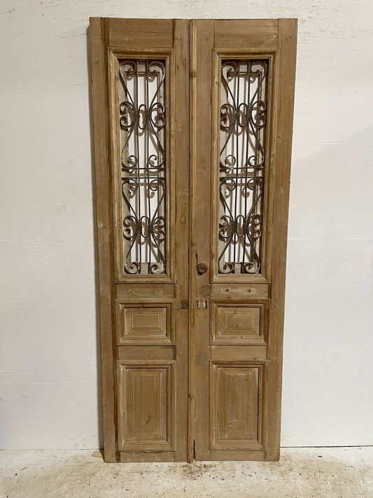 Antique French door (88.5x38) with metal E14