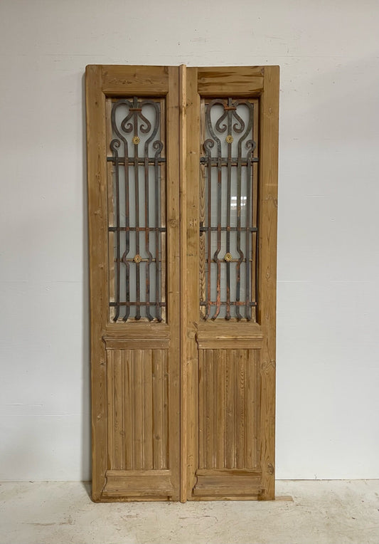 Antique French doors (93X40.25) with metal G1030