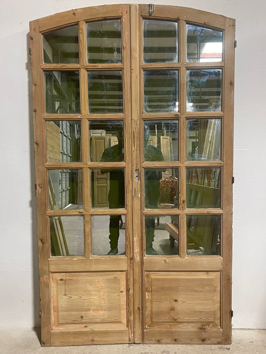 Antique French panel doors with glass (82x47.25) I235