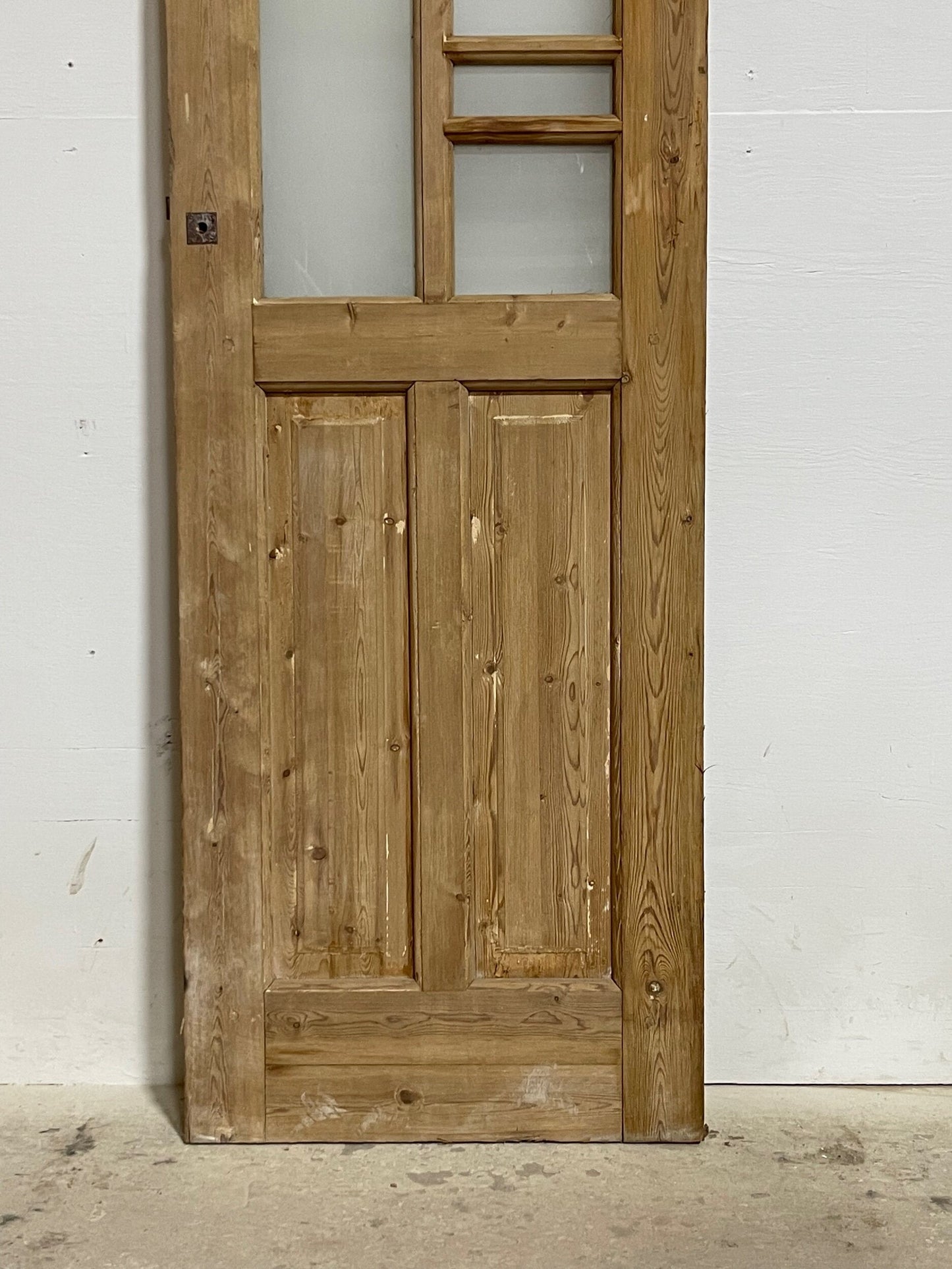 Antique French panel door with glass (85x24.25) I214