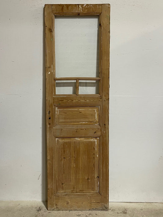 Antique French panel door with glass (84.5x26) I217