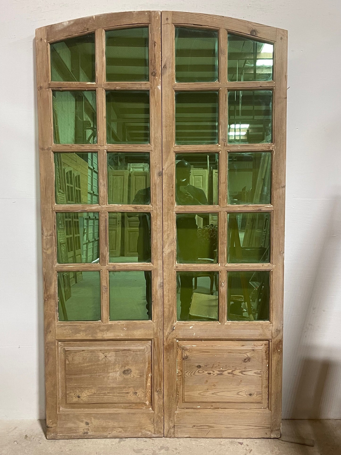 Antique French panel doors with glass (83x47.25) I237