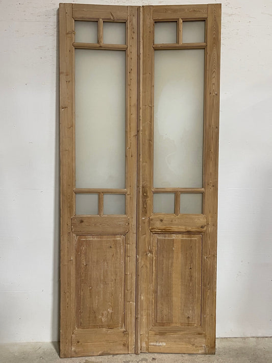 Antique French panel doors with glass (100x45.25) I250