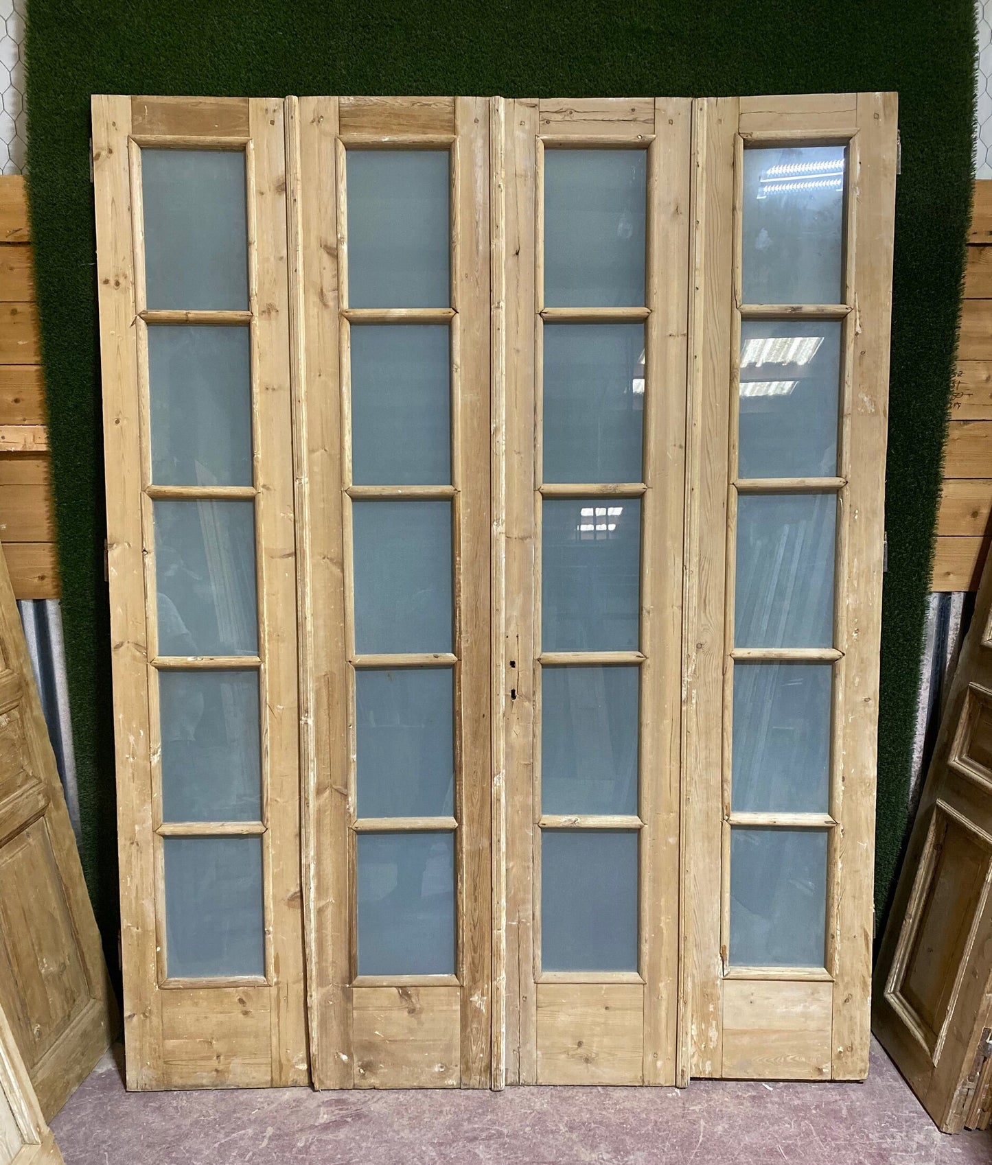 Antique French door (96x75) with glass D194