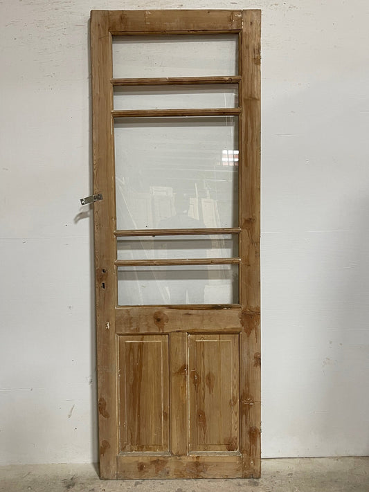 Antique French panel door with glass (90x32) I223