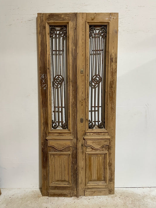 Antique French door (95.5x40) with metal E13