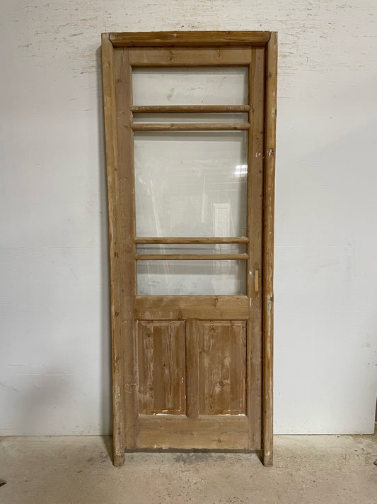 Antique French door (frame 92.5x35.25, door 88x32) with glass F0653