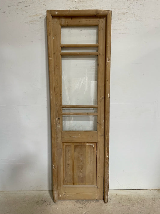 Antique French door (frame 89x27.5, door 88x24) with glass F0644