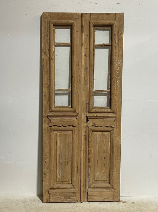 Antique French doors with glass (87x36.5) H0100s