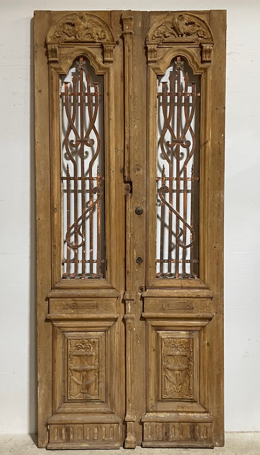 Antique French Panel Doors with Metal (108.25x47.25) I006