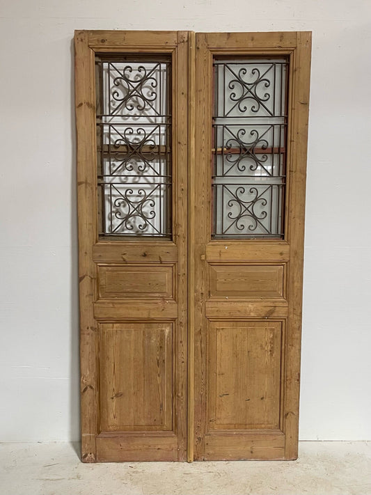 Antique French doors (92.75X48.75) with metal G0981