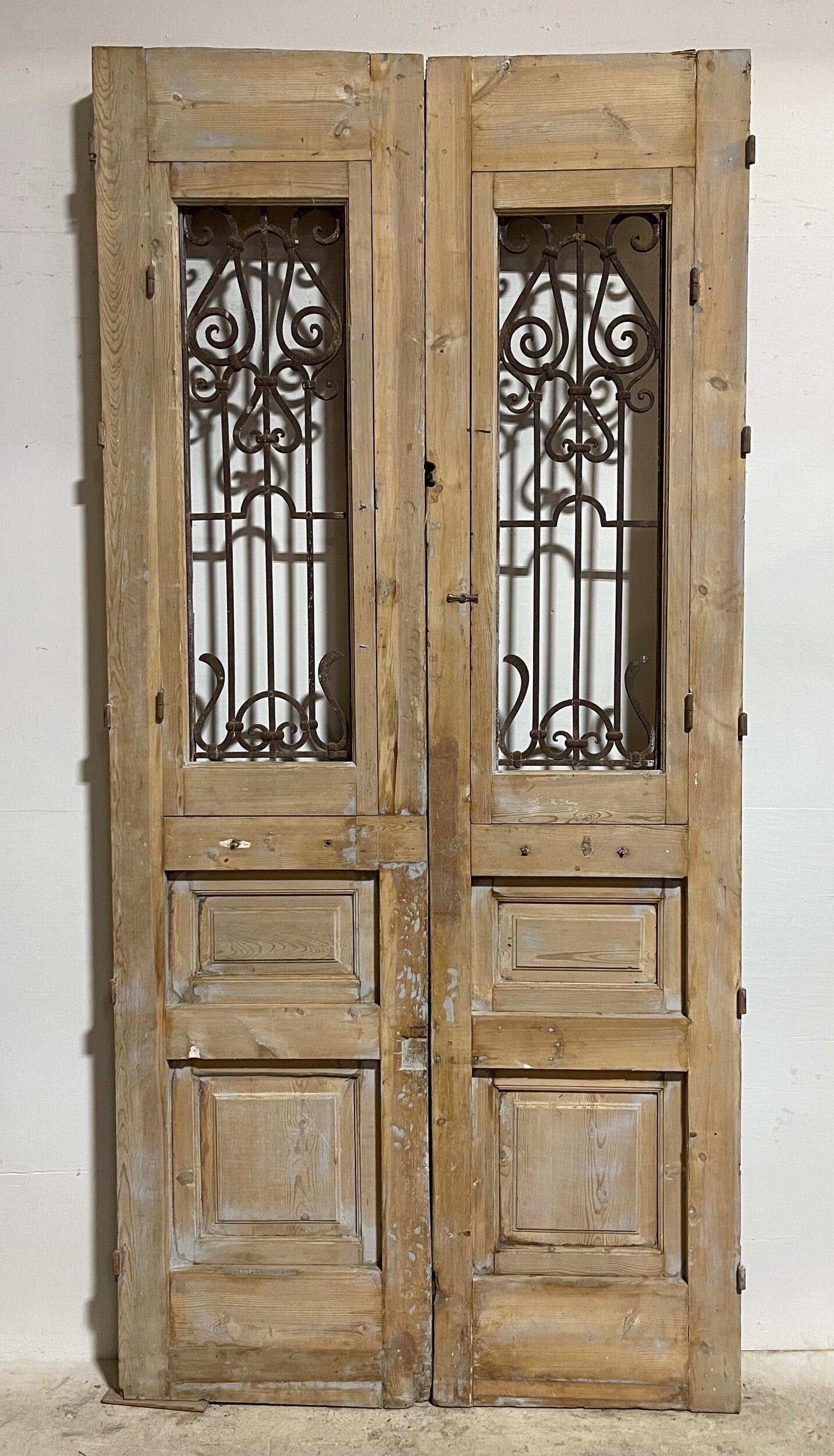 Antique French Panel Doors with Metal (108 x 50.5) I009