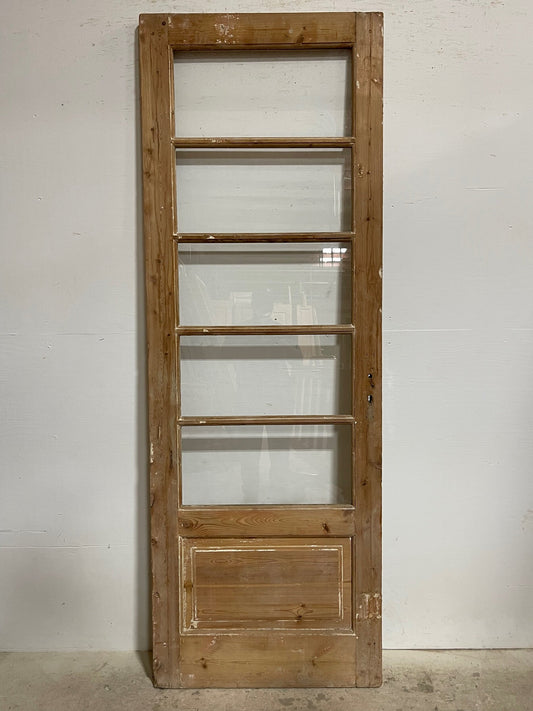 Antique French panel door with glass (89x31.25) I221