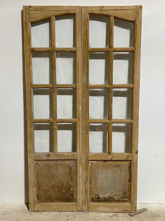 Antique French panel door with glass (77 x 42) I026