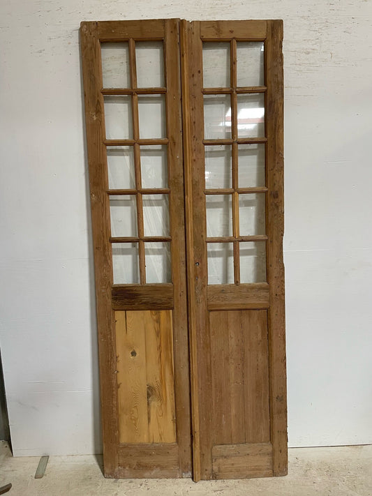 Antique French door (96x40.25) with glass F0599