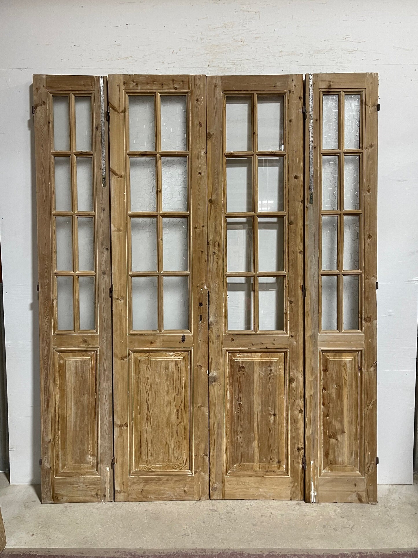 Antique French panel doors with glass (94 x 74) I061