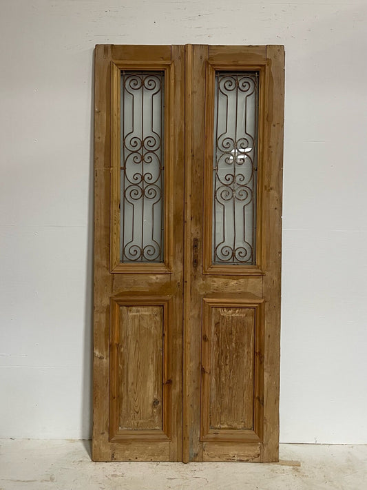 Antique French doors (86.75X39.5) with metal G0001