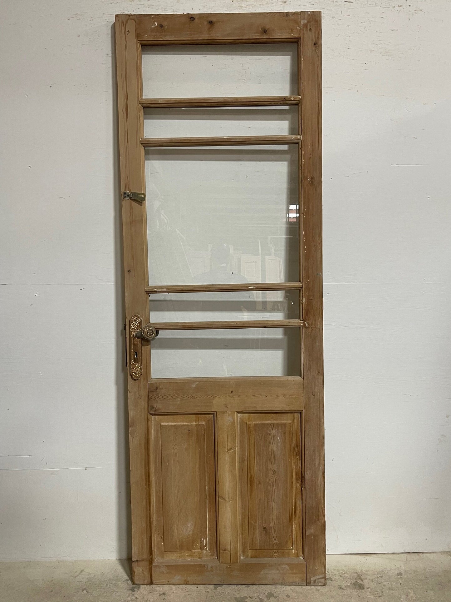 Antique French panel door with glass (89.5x31) I219