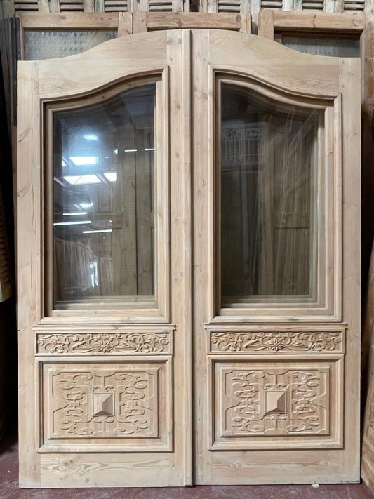 French panel doors with glass (96 x 72.25) I052