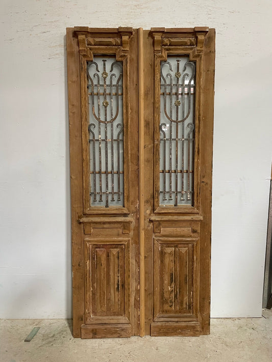 Antique French door (93.75x43.25) with metal F0891