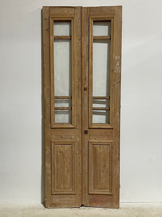 Antique French doors with glass (91.5x35) H0101s