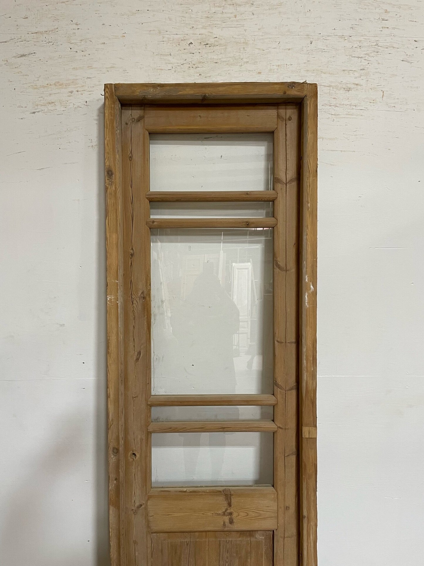 Antique French door (frame 88.25x27.5, door 86.5x24.5) with glass F0628