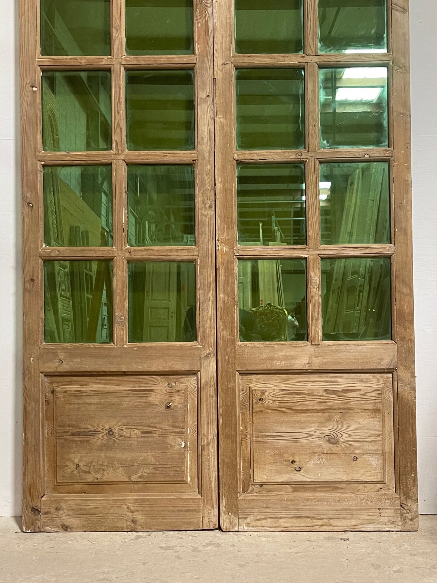 Antique French panel doors with glass (81.5x47.25) I236