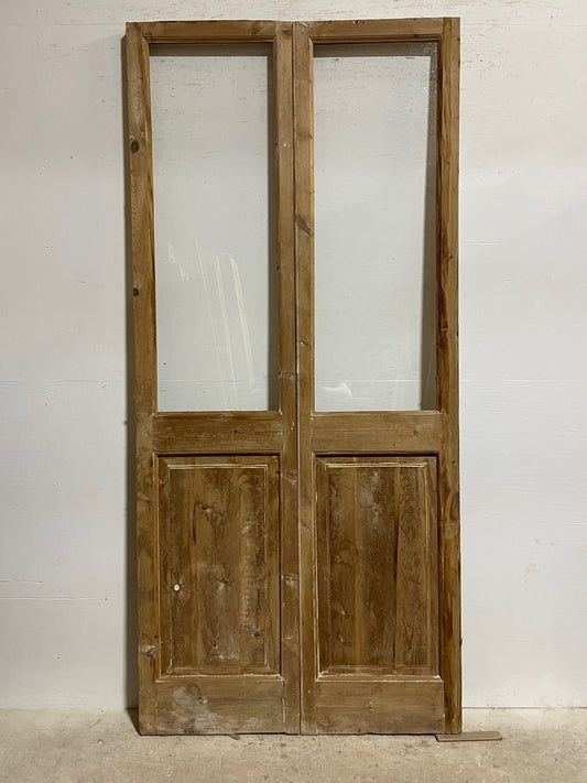 Antique French panel door with glass (95.25 x 43.5) I024