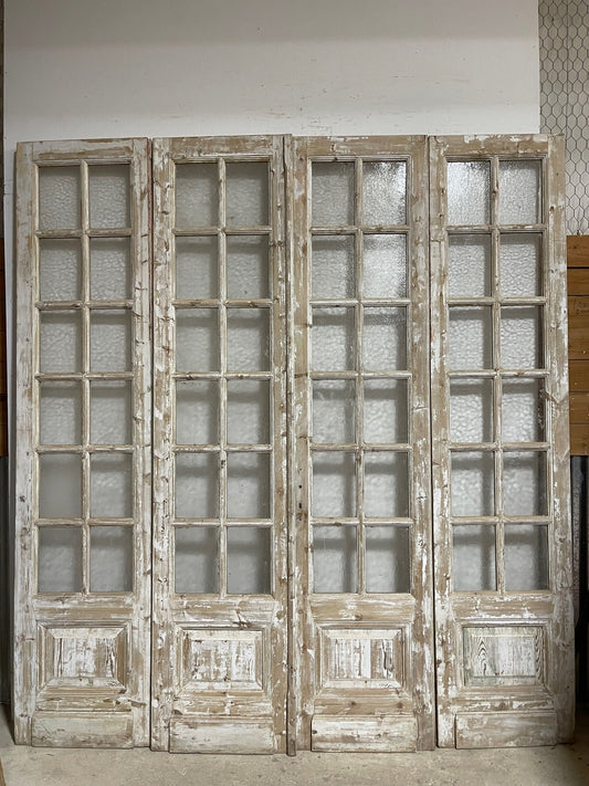 Antique French panel doors with glass (104.5 x 96) I047