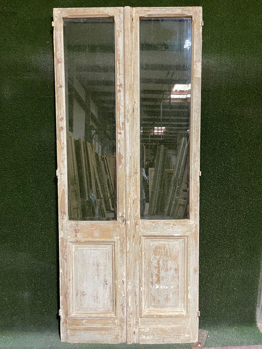 Antique French door (103x43.75) with glass D974