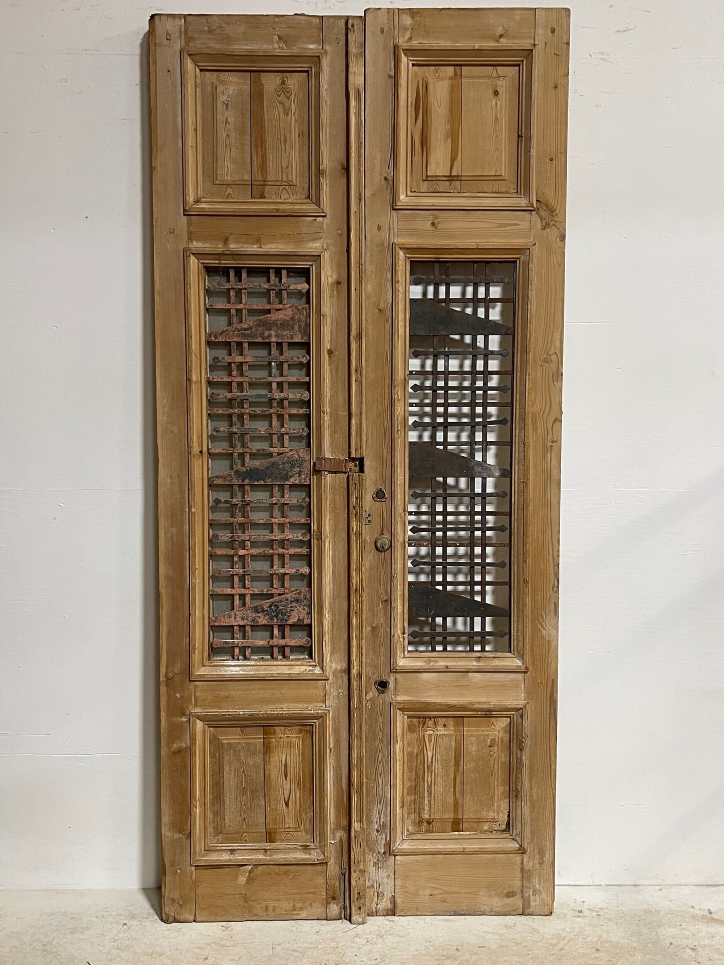 Antique French panel doors with metal (100.25x45) H0030