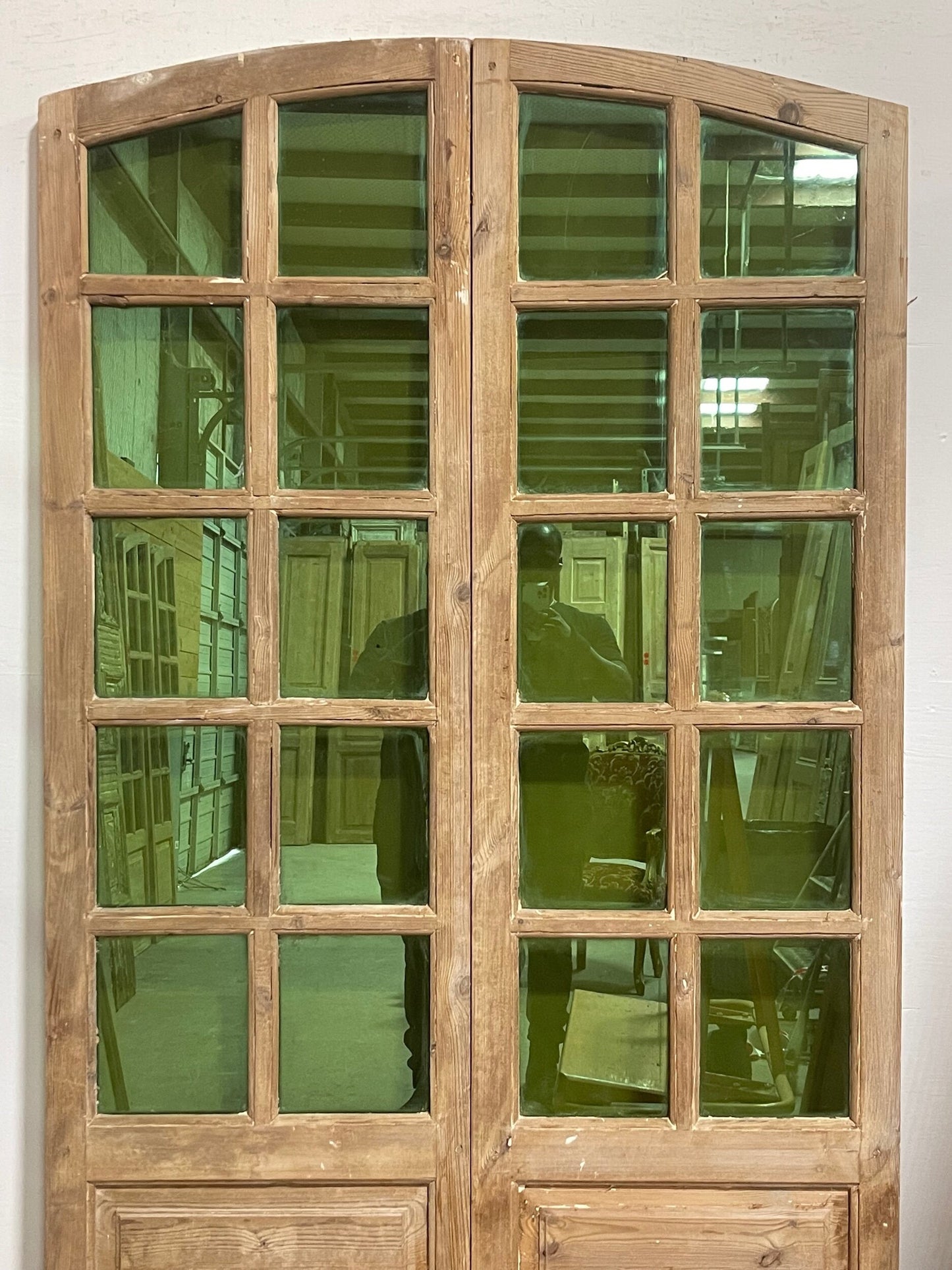 Antique French panel doors with glass (83x47.25) I237