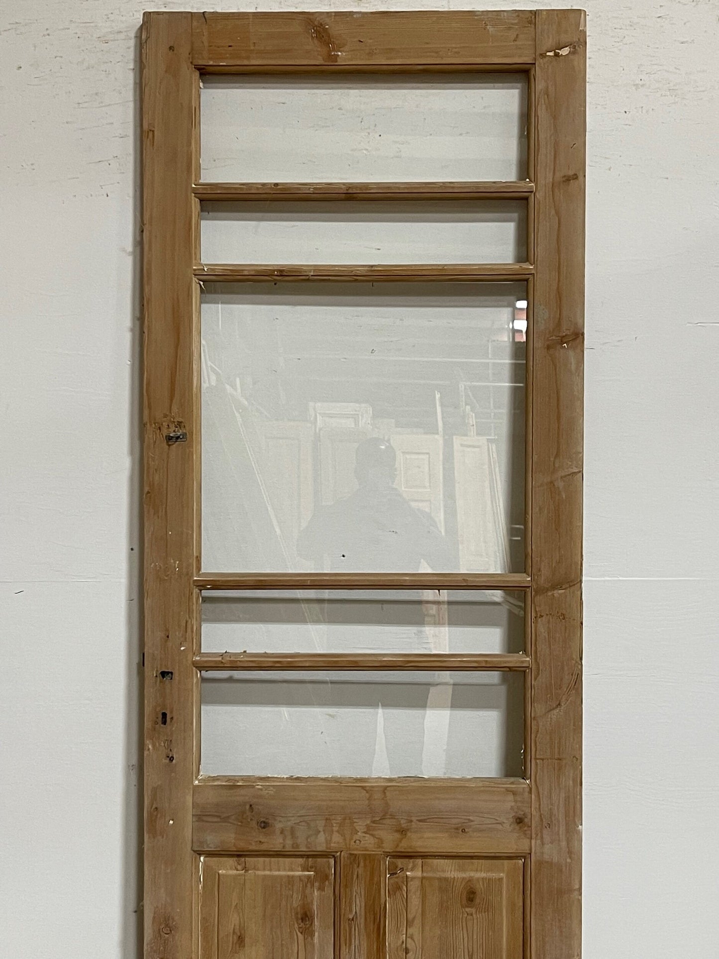 Antique French panel door panel door with glass (89.5x32) I227