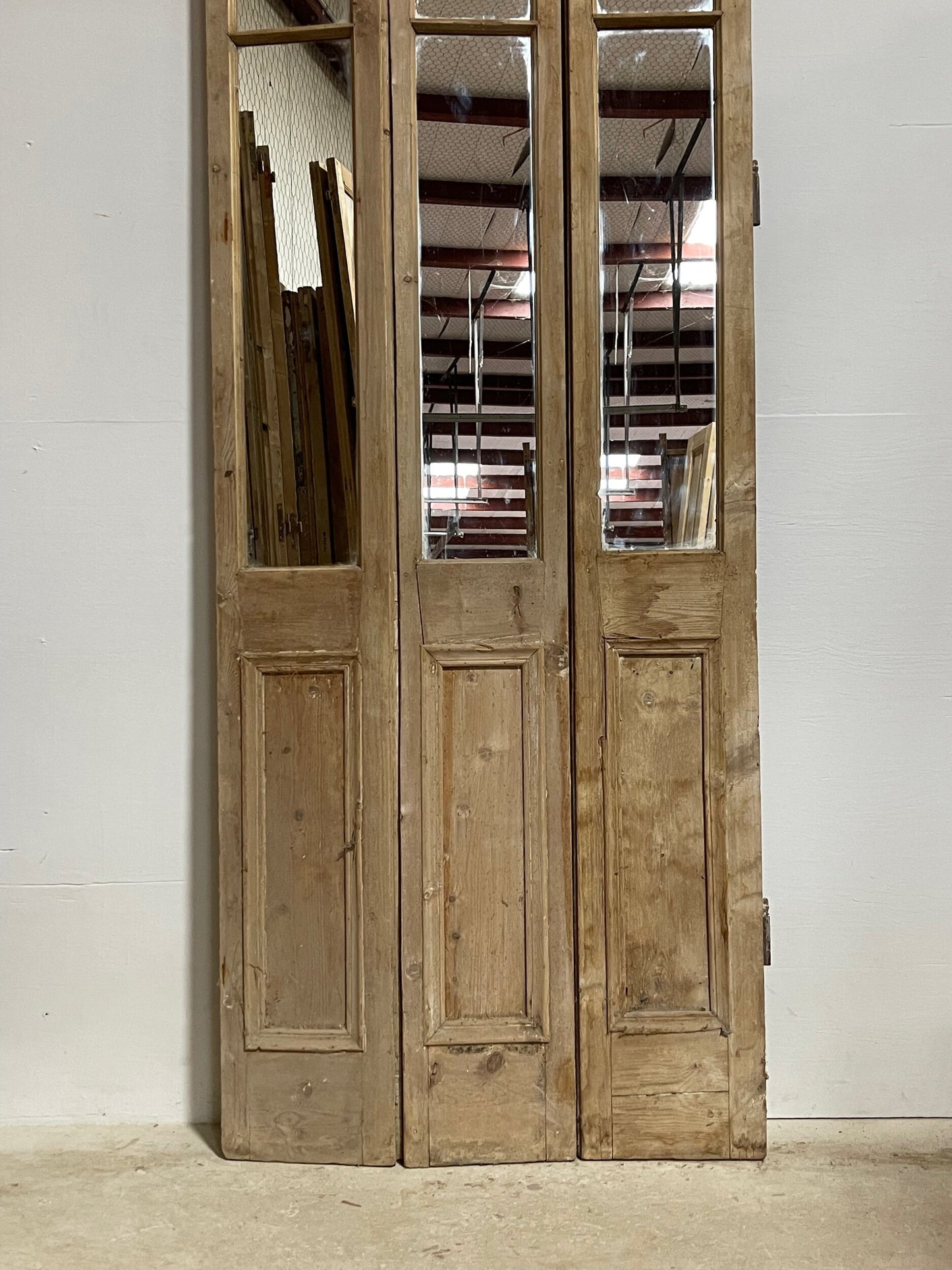 Antique French doors with mirrors  (111.5x35) H0240s