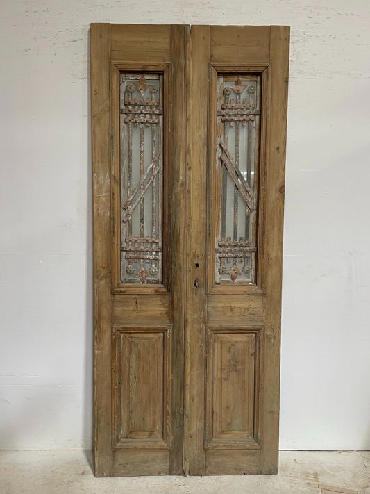 Antique French door (96.5x40) with metal E1078