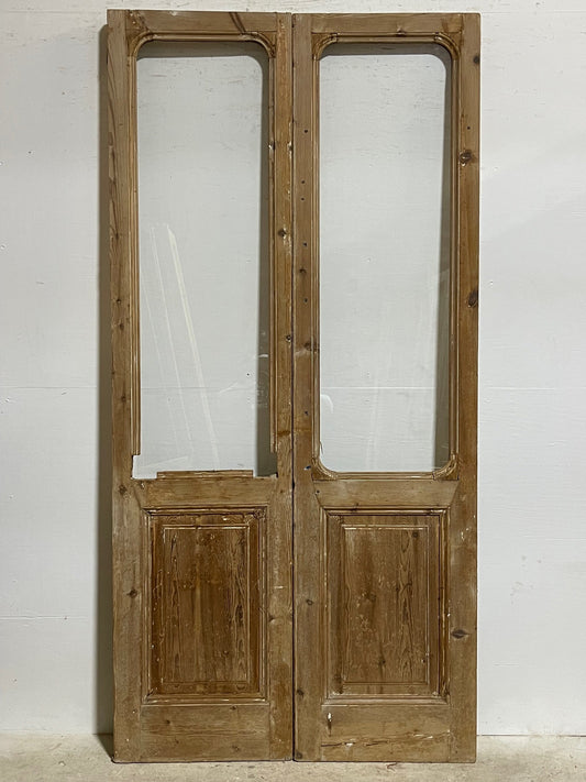 Antique French panel door with glass (95.5 x 47) I025