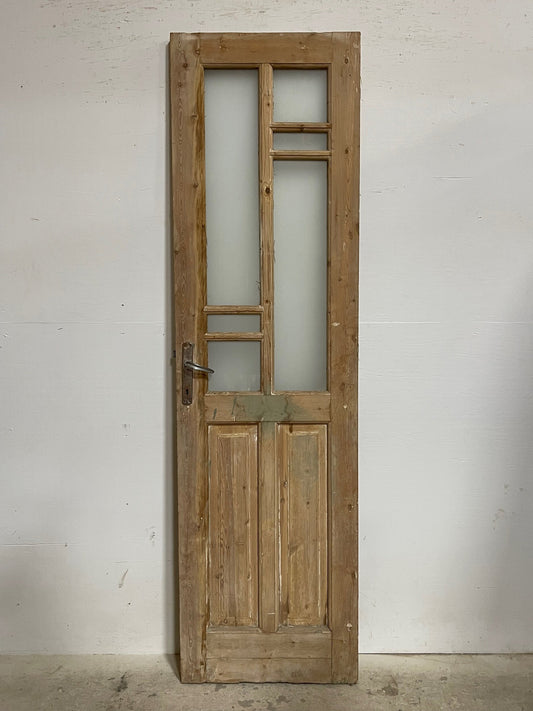 Antique French panel door with glass (85x24) I213