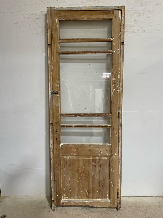 Antique French door (frame 96x34.5, door 91.5x31.25) with glass F0631